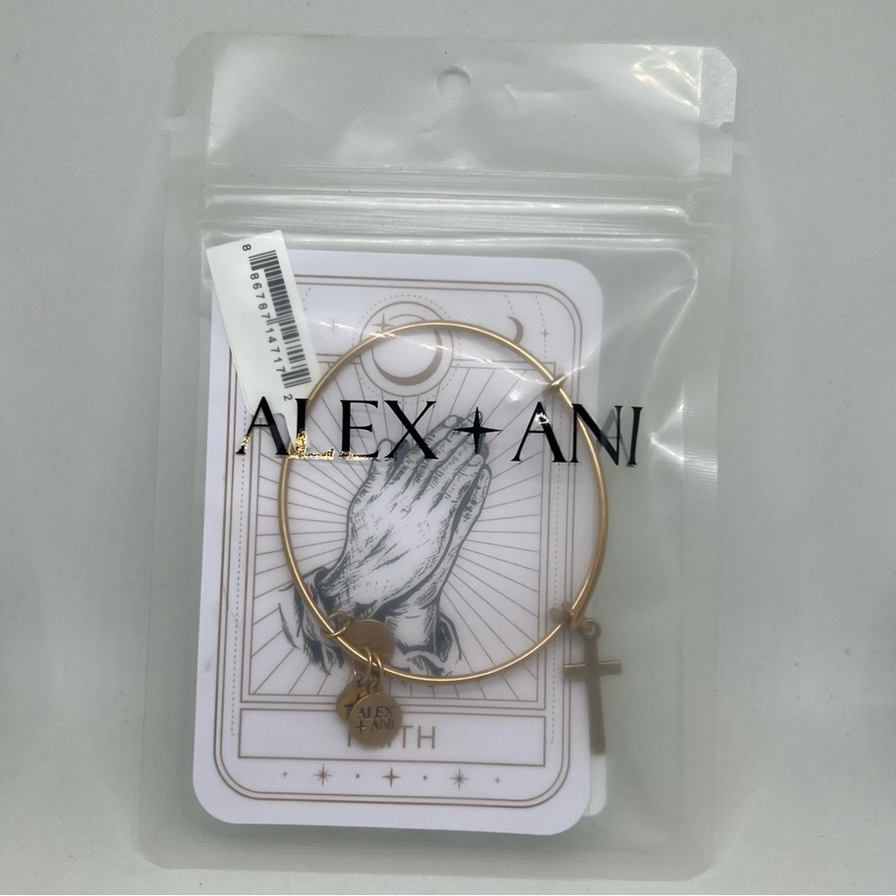 NEW Alex + Ani Cross II “Faith” Bangle‎ Charm Bracelet Gold Positive Energy Gift
